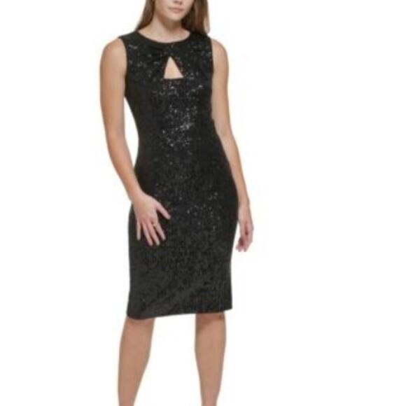 Calvin Klein Sequined Knee-Length Cocktail and Party Dress - Picture 1 of 2